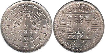 монета Непал 1 рупия 1956