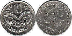 монета Новая Зеландия 10 центов 2000