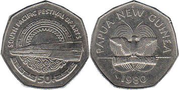 монета Папуа Новая Гвинея 50 тойя 1980