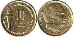 монета Перу 10 сентаво 1954