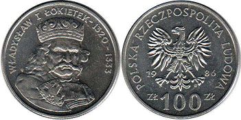 монета Польша 100 злотых 1986