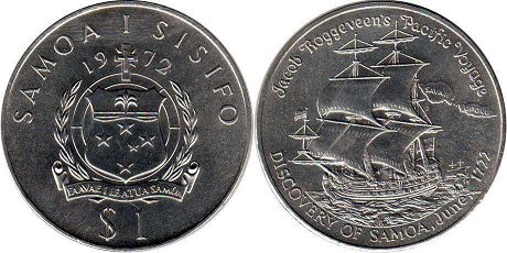 монета Самоа 1 тала 1972