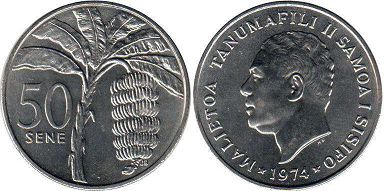 монета Самоа 50 сене 1974