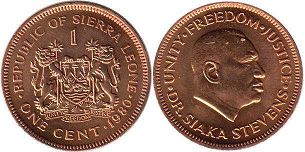 монета Сьерра-Леоне 1 цент 1980