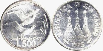 монета Сан-Марино 500 лир 1975
