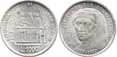 монета Сан-Марино 1000 лир 1977