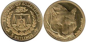 монета Сомалиленд 5 шиллингов 2016