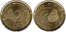 монета Испания 20 евро центов 2016