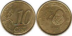 монета Испания 10 евро центов 2009