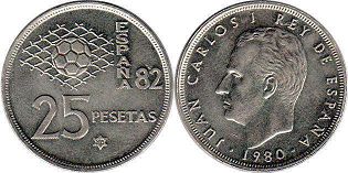 монета Испания 25 песет 1980