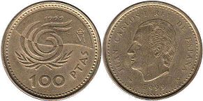 монета Испания 100 песет 1999