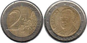монета Испания 2 евро 2000