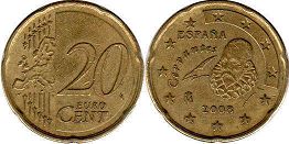 монета Испания 20 евро центов 2008