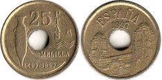 монета Испания 25 песет 1997