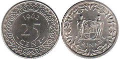 монета Суринам 25 центов 1962