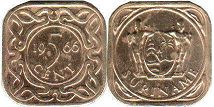 монета Суринам 5 центов 1966