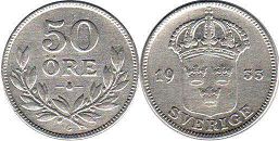 монета Швеция 50 эре 1933