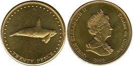 монета Тристан-да-Кунья 20 пенсов 2008