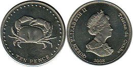 монета Тристан-да-Кунья 10 пенсов 2008