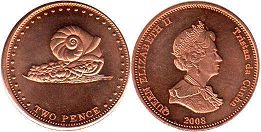 монета Тристан-да-Кунья 2 пенса 2008