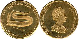 монета Тристан-да-Кунья 20 пенсов 2011