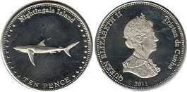 монета Тристан-да-Кунья 10 пенсов 2011