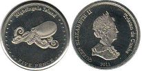 монета Тристан-да-Кунья 5 пенсов 2011