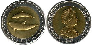 монета Тристан-да-Кунья 25 пенсов 2008