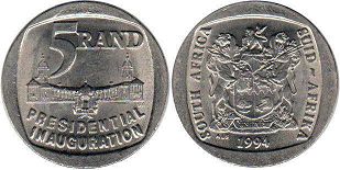монета ЮАР 5 рэндов 1994