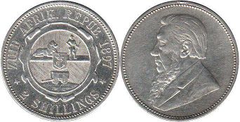 монета Трансвааль 2 шиллинга 1897