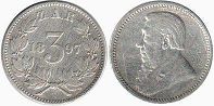 монета Трансвааль 3 пенса 1897