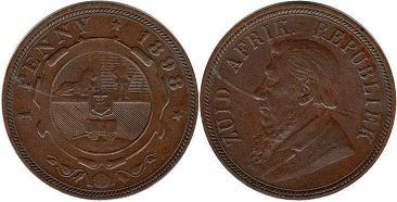 монета Трансвааль 1 пенни 1898