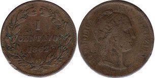 монета Венесуэла 1 сентаво 1862