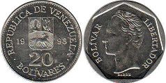 монета Венесуэла 20 боливаров 1998