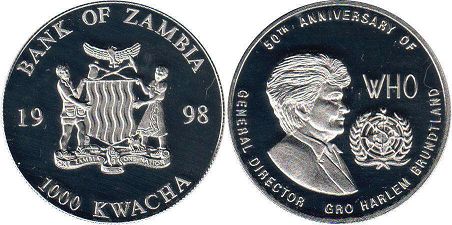 монета Замбия 1000 квач 1998 