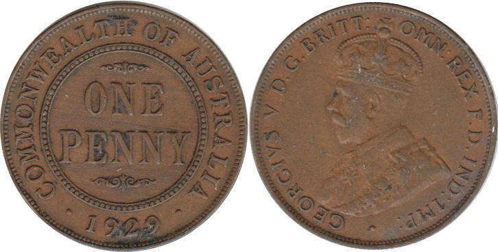 Австралия монета 1 пенни 1929
