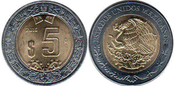 Мексика монета 5 песо 2016
