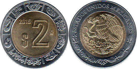 Мексика монета 2 песо 2016