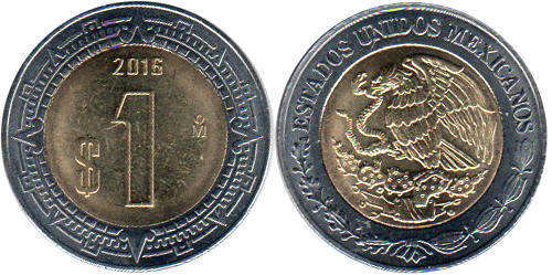 Мексика монета 1 песо 2016