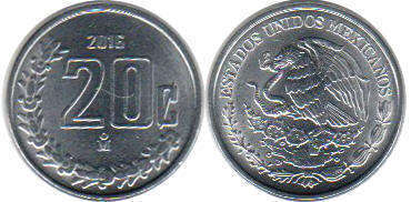 Mexico монета 20 сентаво 2016