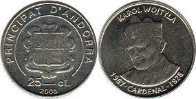 монета Андорра 25 сантимов 2005