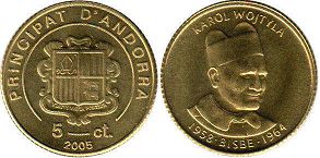 монета Андорра 5 сантимов 2005