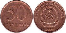 монета Ангола 50 сантимов 1999