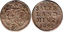 монета Зальцбург 4 крейцера 1692