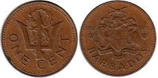 монета Барбадос 1 цент 1976