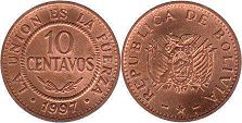 монета Боливия 10 сентаво 1997