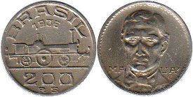 монета Бразилия 200 рейс 1936