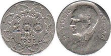 монета Бразилия 200 рейс 1938