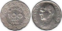 монета Бразилия 100 рейс 1938