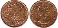 монета Каймановы Острова 1 цент 1990